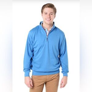 PETER MILLAR Men's Heather Interlock With Contrast Quarter-Zip